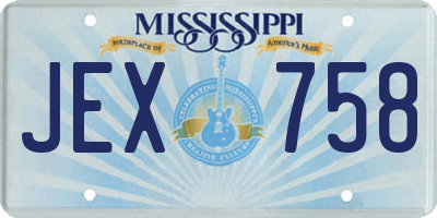 MS license plate JEX758