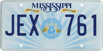 MS license plate JEX761
