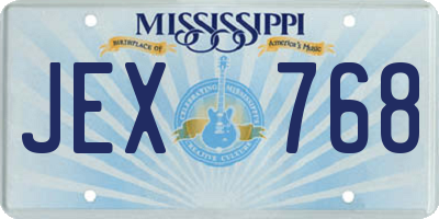MS license plate JEX768