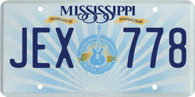 MS license plate JEX778