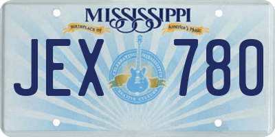 MS license plate JEX780