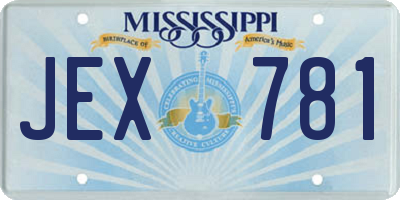 MS license plate JEX781