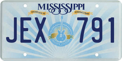 MS license plate JEX791