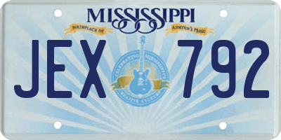 MS license plate JEX792