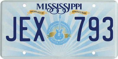 MS license plate JEX793