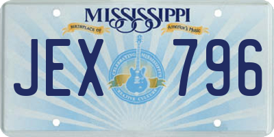 MS license plate JEX796
