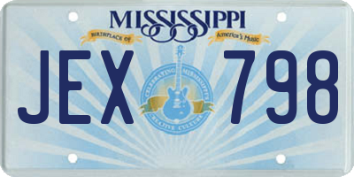 MS license plate JEX798