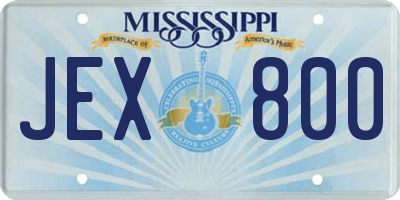 MS license plate JEX800