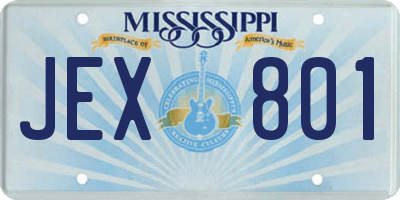 MS license plate JEX801