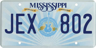 MS license plate JEX802