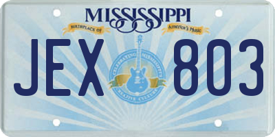 MS license plate JEX803
