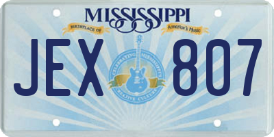 MS license plate JEX807