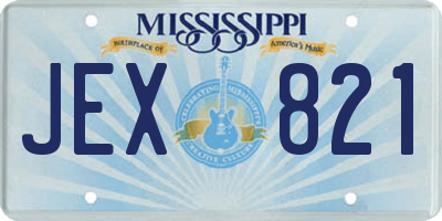 MS license plate JEX821