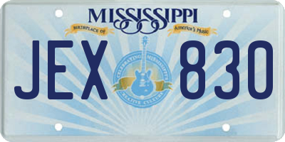 MS license plate JEX830