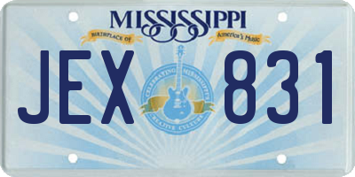 MS license plate JEX831