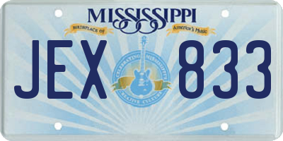 MS license plate JEX833