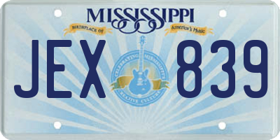 MS license plate JEX839