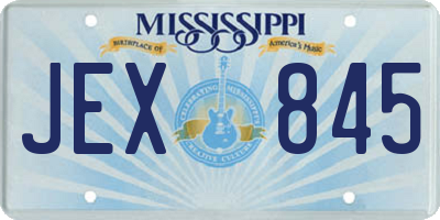 MS license plate JEX845