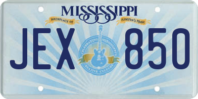 MS license plate JEX850