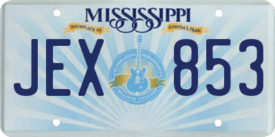 MS license plate JEX853