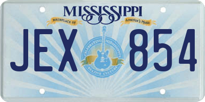 MS license plate JEX854