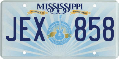 MS license plate JEX858