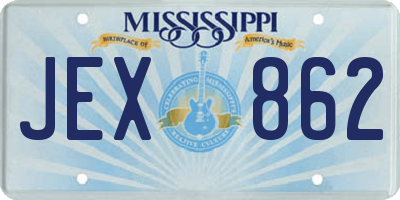 MS license plate JEX862