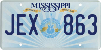 MS license plate JEX863