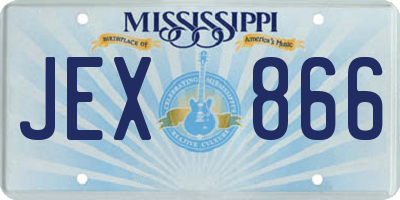 MS license plate JEX866