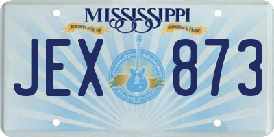 MS license plate JEX873
