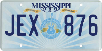 MS license plate JEX876