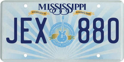 MS license plate JEX880