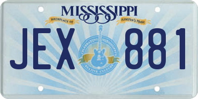 MS license plate JEX881