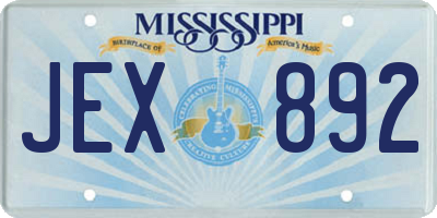 MS license plate JEX892