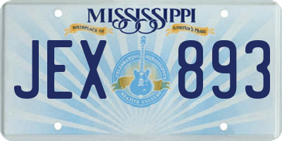 MS license plate JEX893