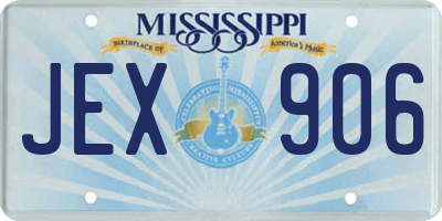 MS license plate JEX906