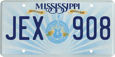 MS license plate JEX908