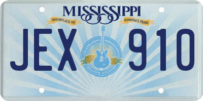 MS license plate JEX910
