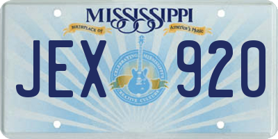MS license plate JEX920