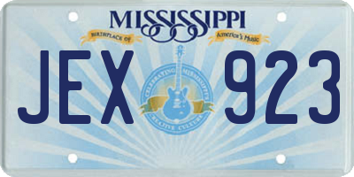 MS license plate JEX923
