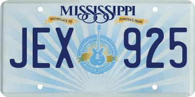 MS license plate JEX925
