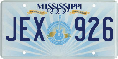 MS license plate JEX926