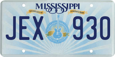 MS license plate JEX930