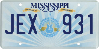 MS license plate JEX931