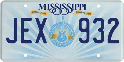 MS license plate JEX932
