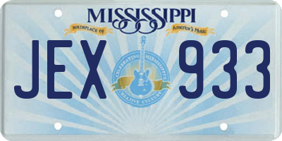 MS license plate JEX933