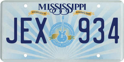 MS license plate JEX934