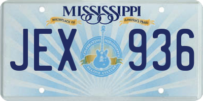 MS license plate JEX936