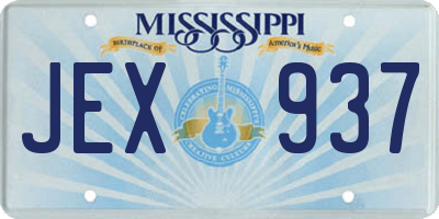 MS license plate JEX937