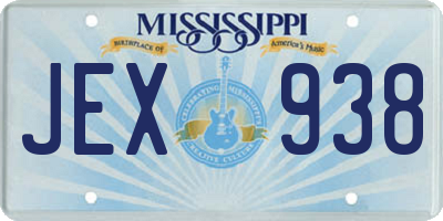 MS license plate JEX938